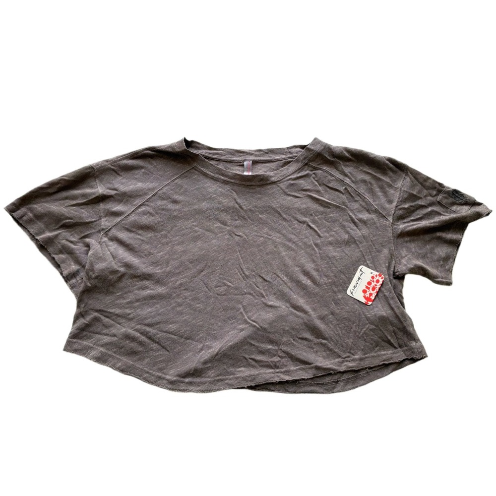 Free People FP Movement Solani Tee Womens S Tanners Brown Cropped T-Shirt NWT